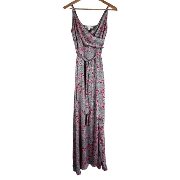 Monteau Dress Women M Pink Green Floral Maxi Sleeveless Boho Cottagecore Prairie - Picture 1 of 6